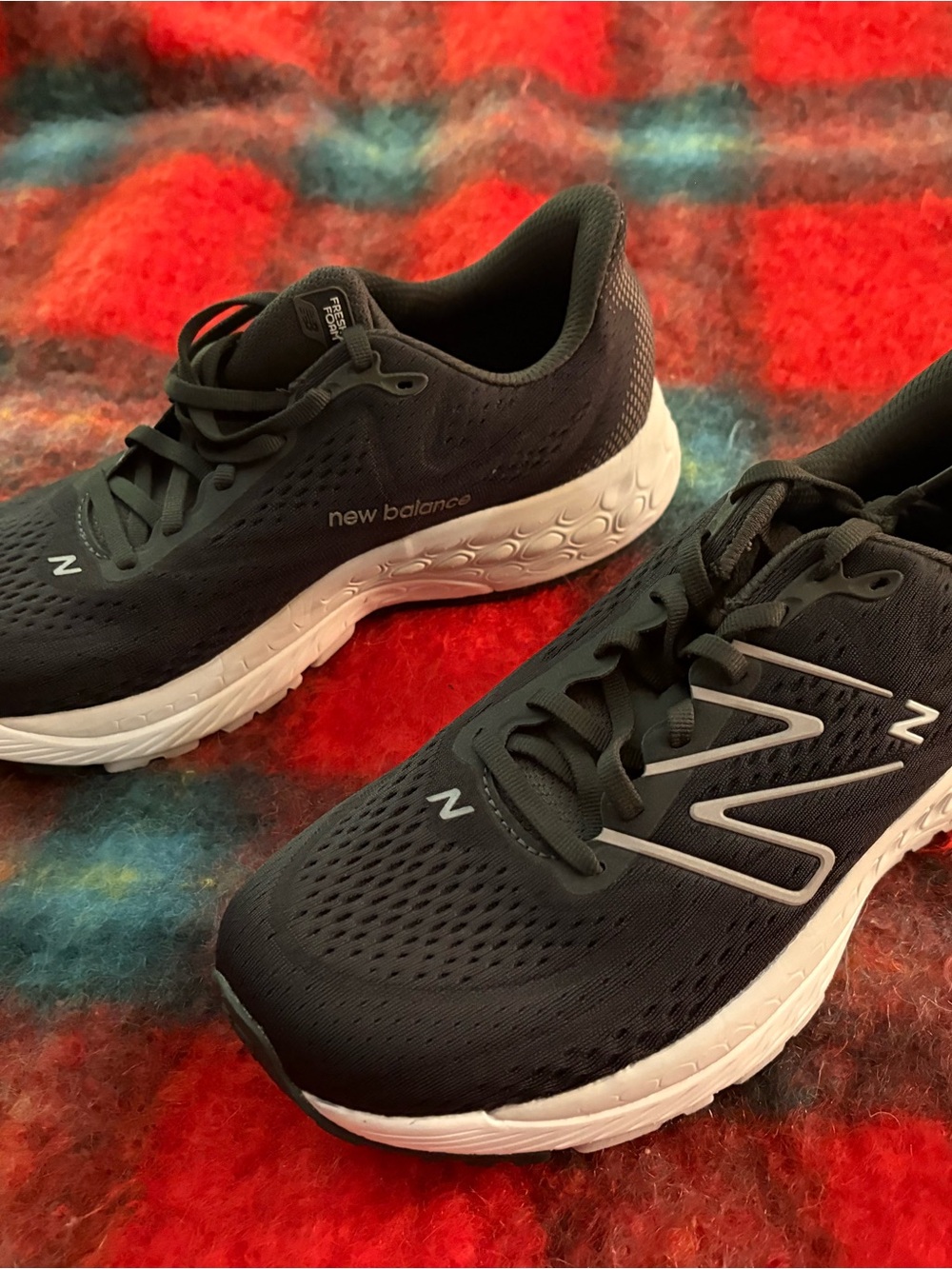 New Balance Black Athletic Sneakers with White Soles